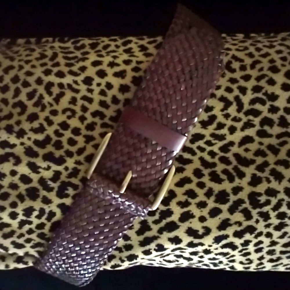 Belt🌅Bonded leather braided mocha belt